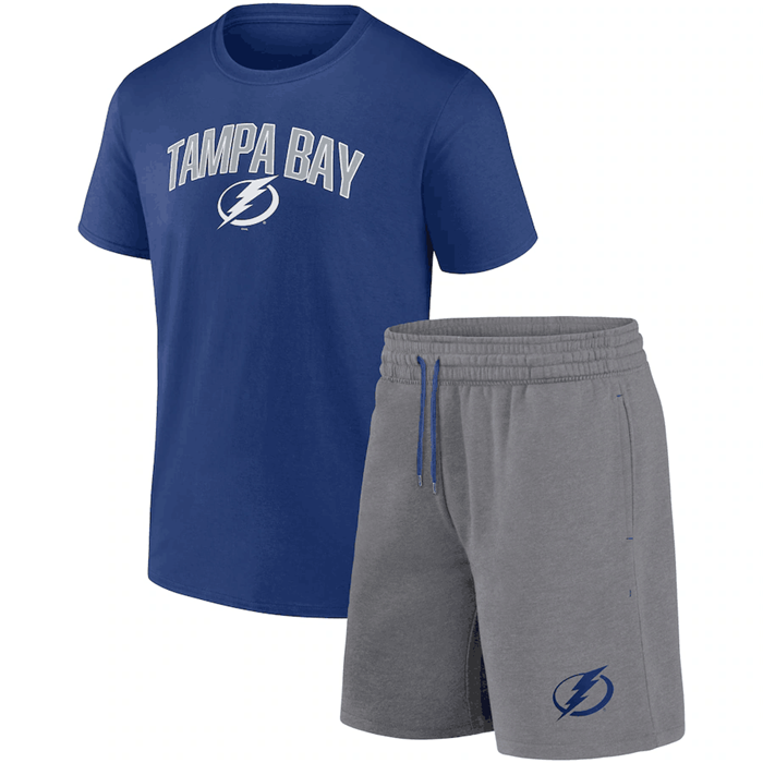 Men's Tampa Bay Lightning Royal/Heather Gray Arch T-Shirt & Shorts Combo Set Men's Tampa Bay Lightning Royal/Heather Gray Arch T-Shirt & Shorts Combo Set